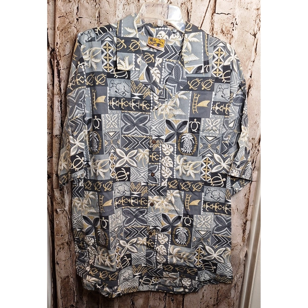 Winnie Fashion Men's 2XL Short Sleeve Button shirt Made in Hawaii tropical Patrn